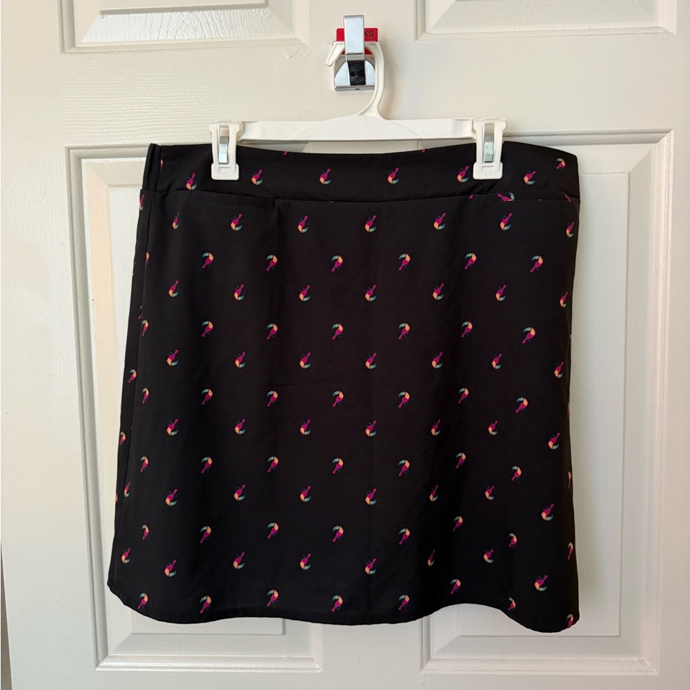 Black Skirt with Pink Parrots Accents